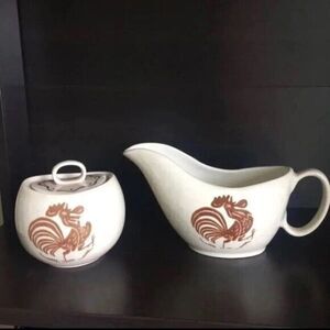 Royal China Early Morn Brown Rooster Sugar and Gravy Boat